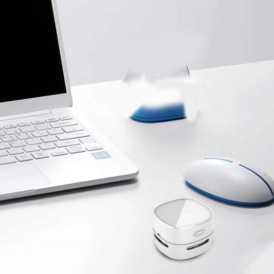 Desktop Vacuum Cleaner, Mini Table Dust Sweeper Energy Saving,High Endurance up to 400 Mins,360º Rotatable Design for Keyboard/Home/School/Office (White)