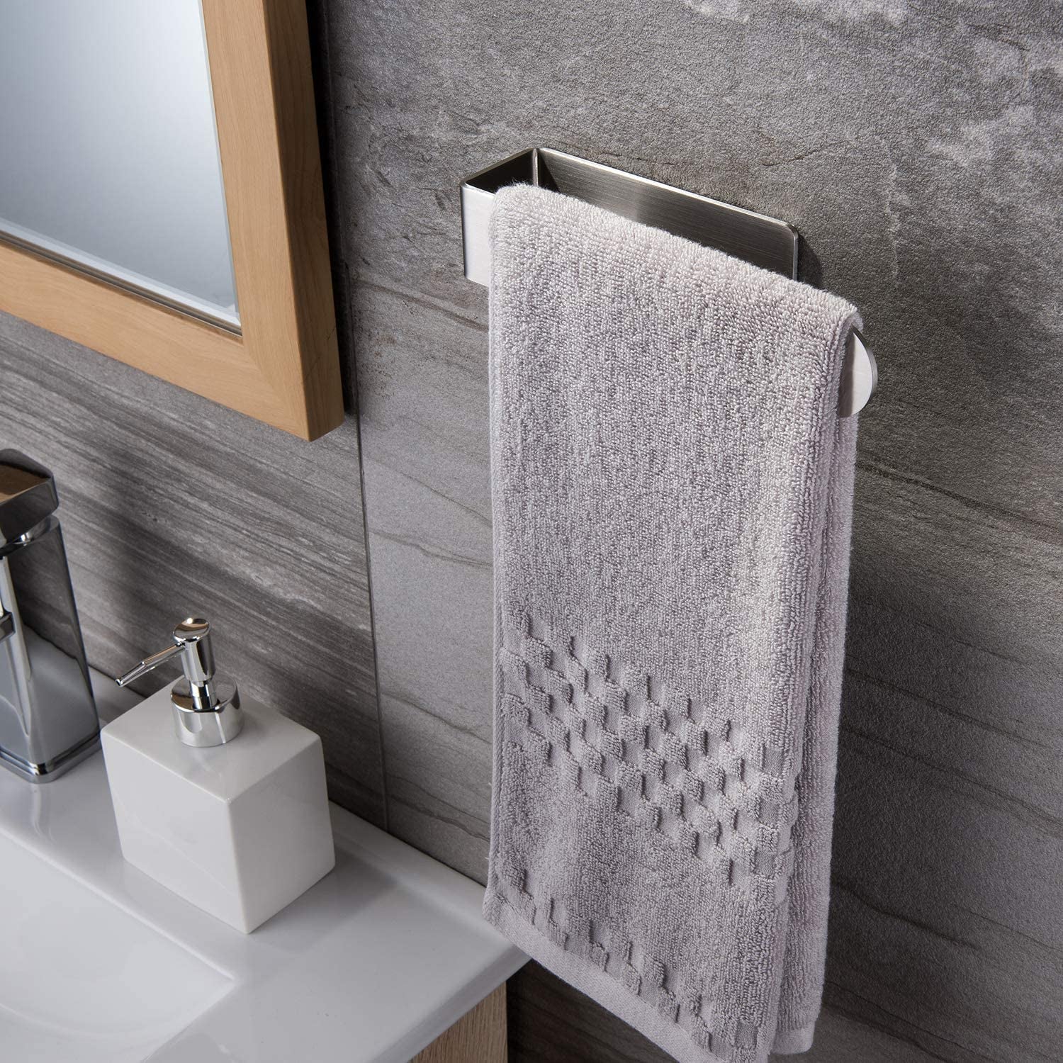 Hand Towel Holder/Hand Towel Ring - Self Adhesive Bathroom Towel Bar Stick on Wall, SUS 304 Stainless Steel Brushed