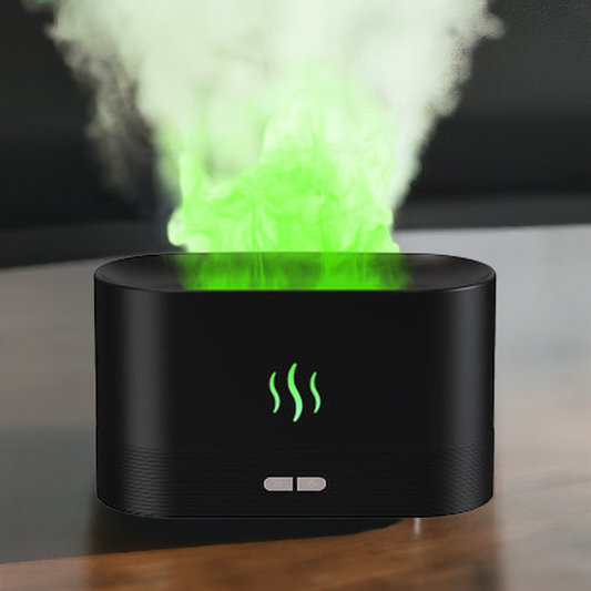 Flame Effect Ultrasonic Humidifier – RGB LED Aroma Diffuser with Essential Oil Compatibility